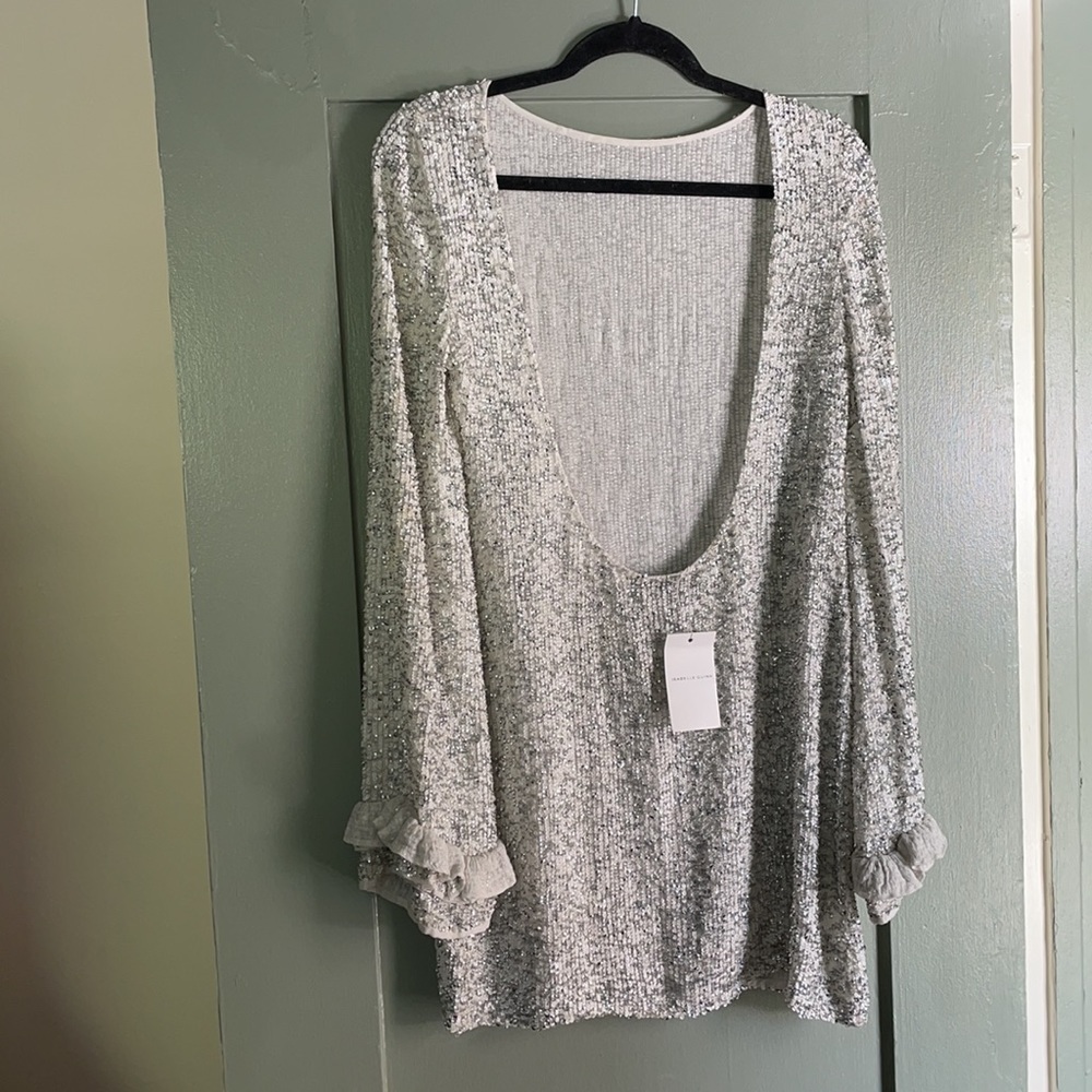 ISABELLE QUINN [sequin backless long sleeve dress]